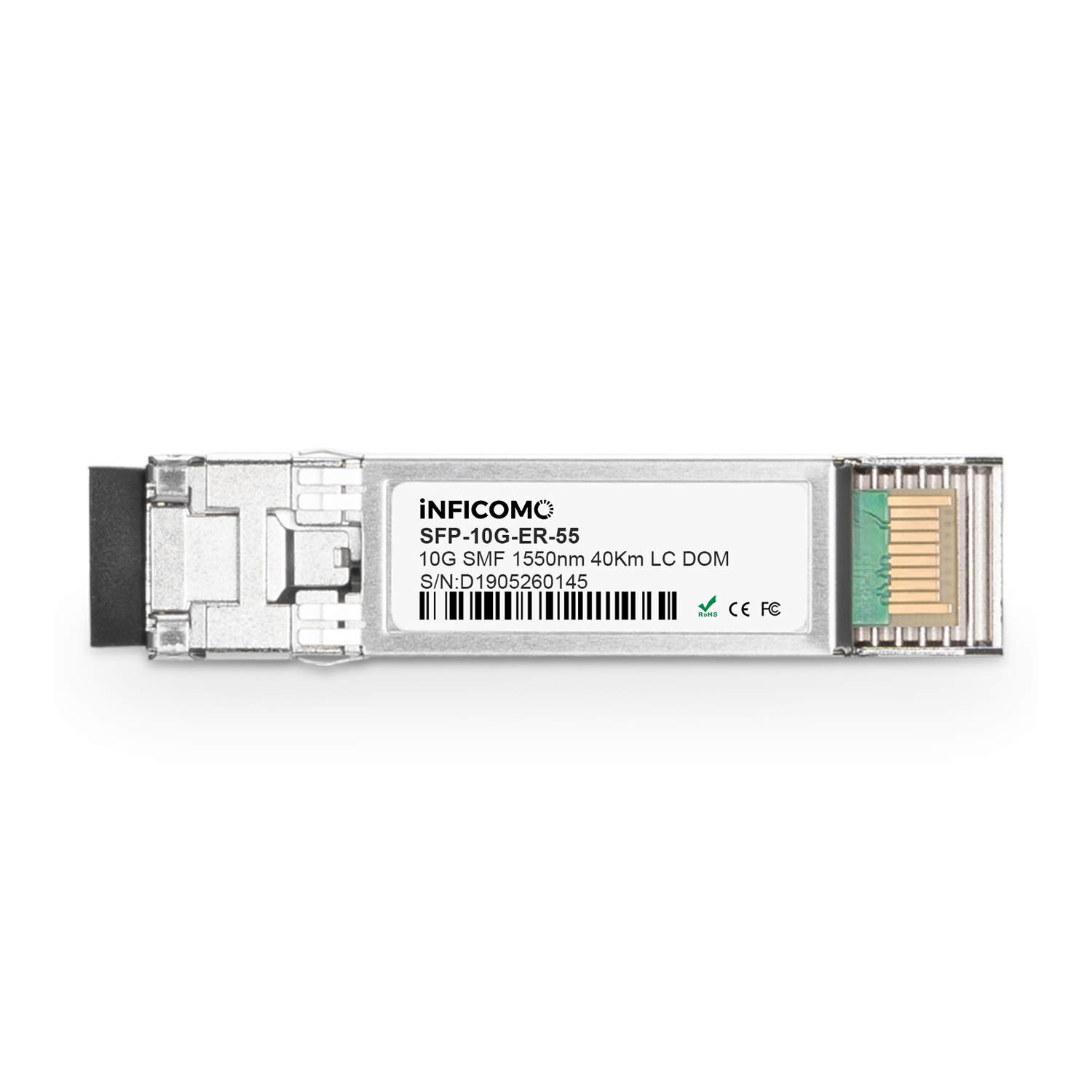 Plug-and-play 11.3Gbps 1550nm 40km SM SFP+ Fiber Optic Transceiver