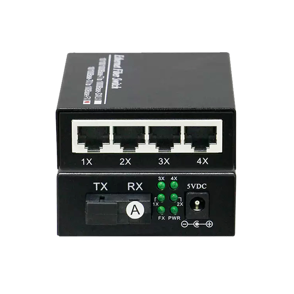 Reliable Quality 10/100/1000M 4 Port 1 SC Fiber RJ45 Self-adaptive Media Converter
