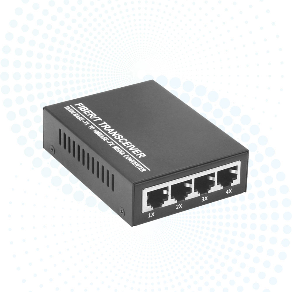 1*100Base-Fx to 4*RJ45 Fiber Media Converter Single Mode 20km SC 10/100Mbps Ethernet Converter