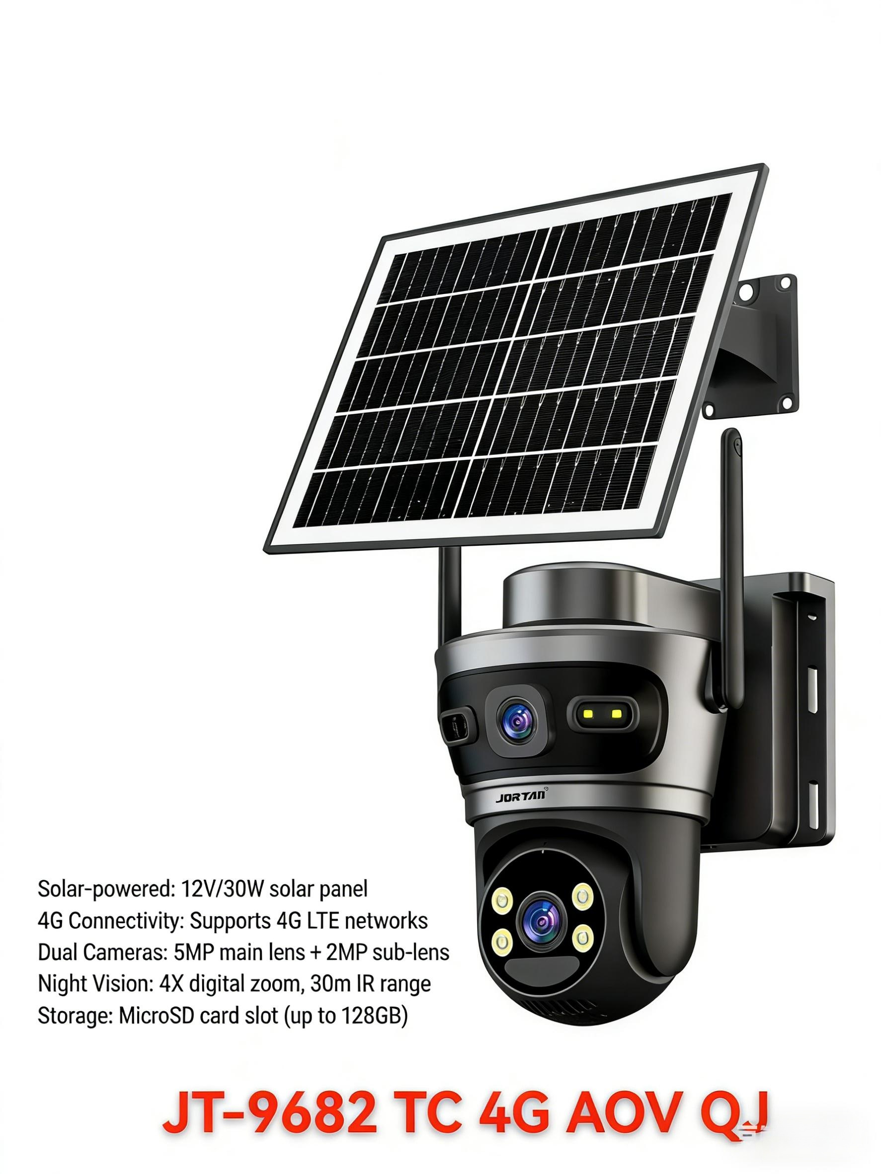 AOV 4G Solar Powered Network Camera Full Color Night Vision With Wide Angle SD Card Recording Motion Detection Two-Way Audio