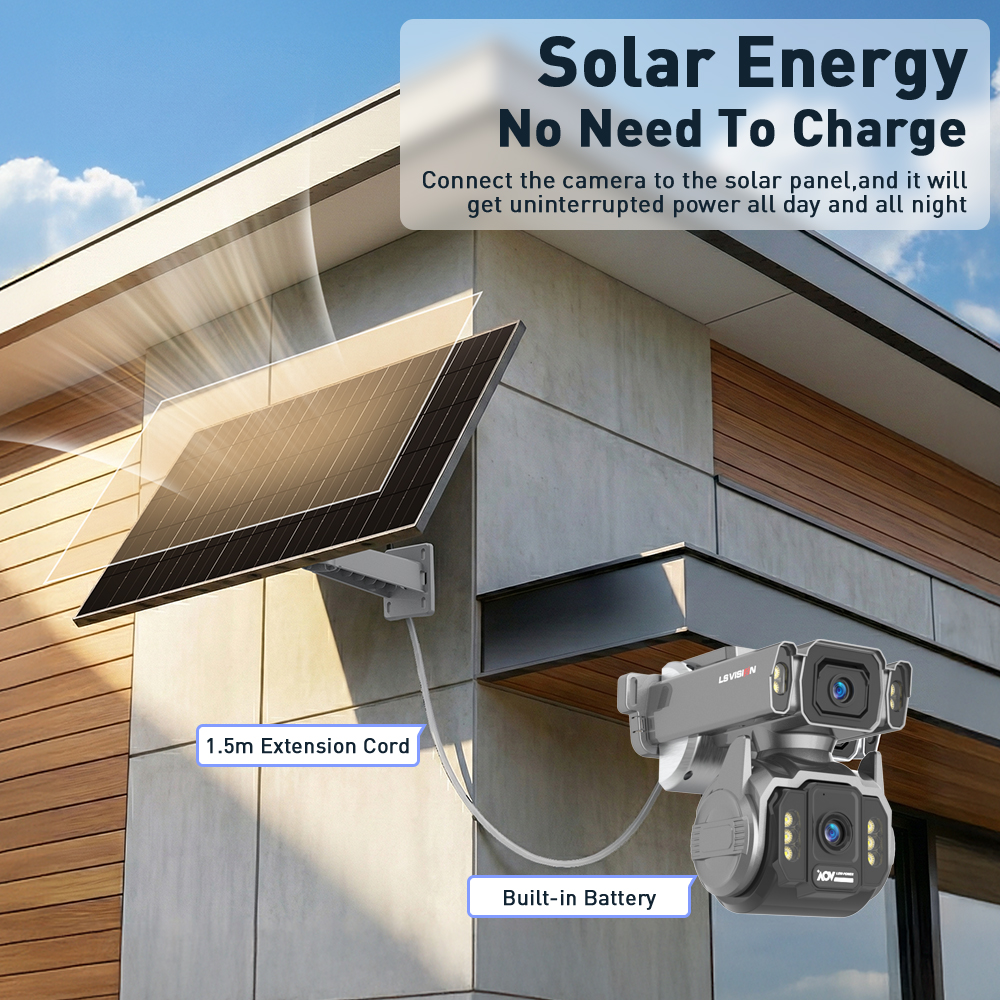 LS VISION 24/7 Video Recording 12X Optical Zoom Solar Outdoor Surveillance Camera 4G SIM Dual Screen Aov Ai Humanoid Tracking