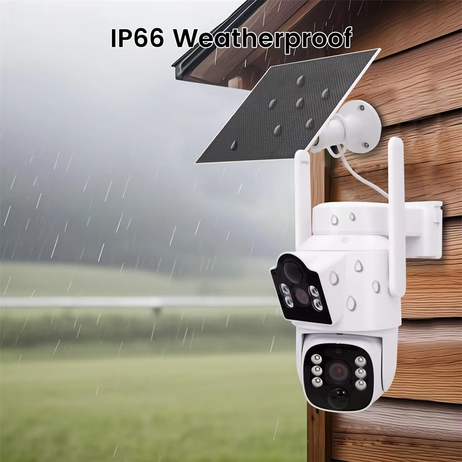 Wireless Solar Floodlight Security Camera 8MP Two-Way Audio CMOS Sensor Outdoor Night Vision Cloud Storage