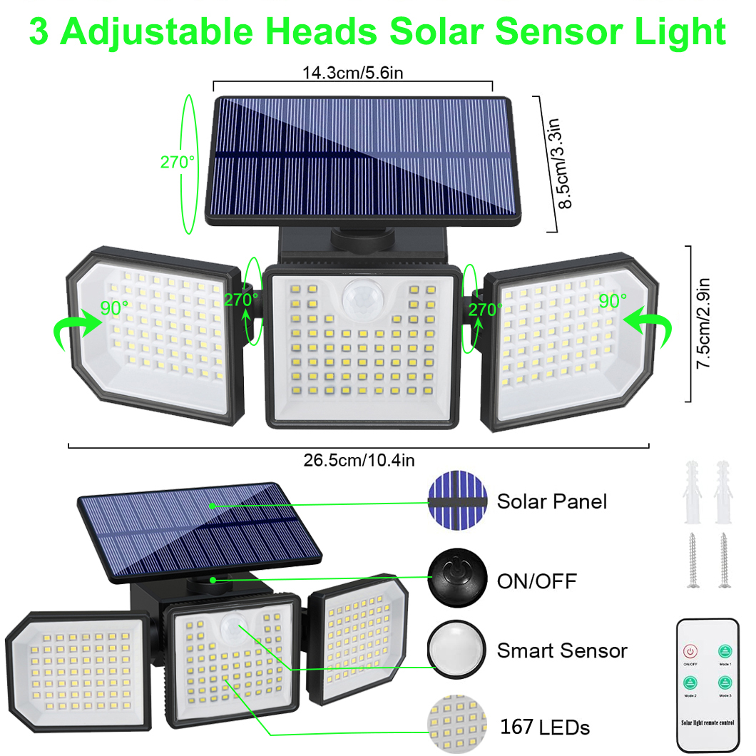 IP65 Waterproof New Generation 6000K Daylight LED Solar Outdoor Wall Light Long Strip Body Sensor for House Deck Fence Garden