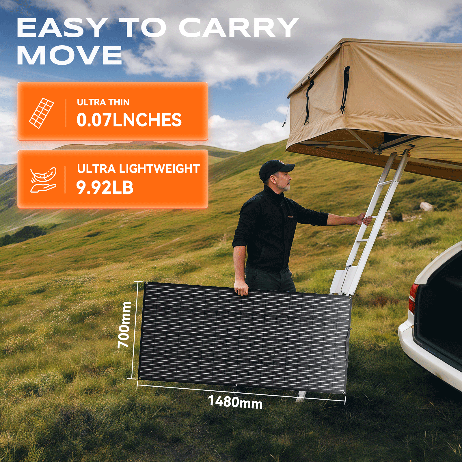 Rvpozwer Monocrystalline ETFE Lightweight Flexible 300W 22% Efficiency Solar Panels 25-Year Warranty for Balcony RV Boat Battery