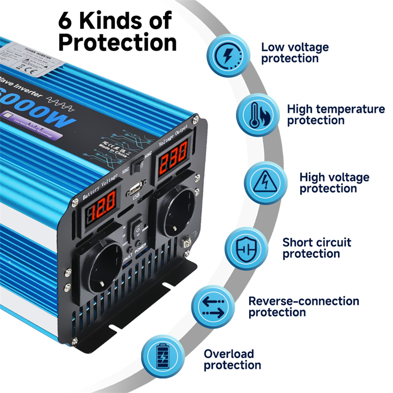 LVYUAN Off Grid Solar Pure Sine Wave Inverter 3000W 6000W DC 12V 24V to AC 220V for Solar Power System and Home Backup
