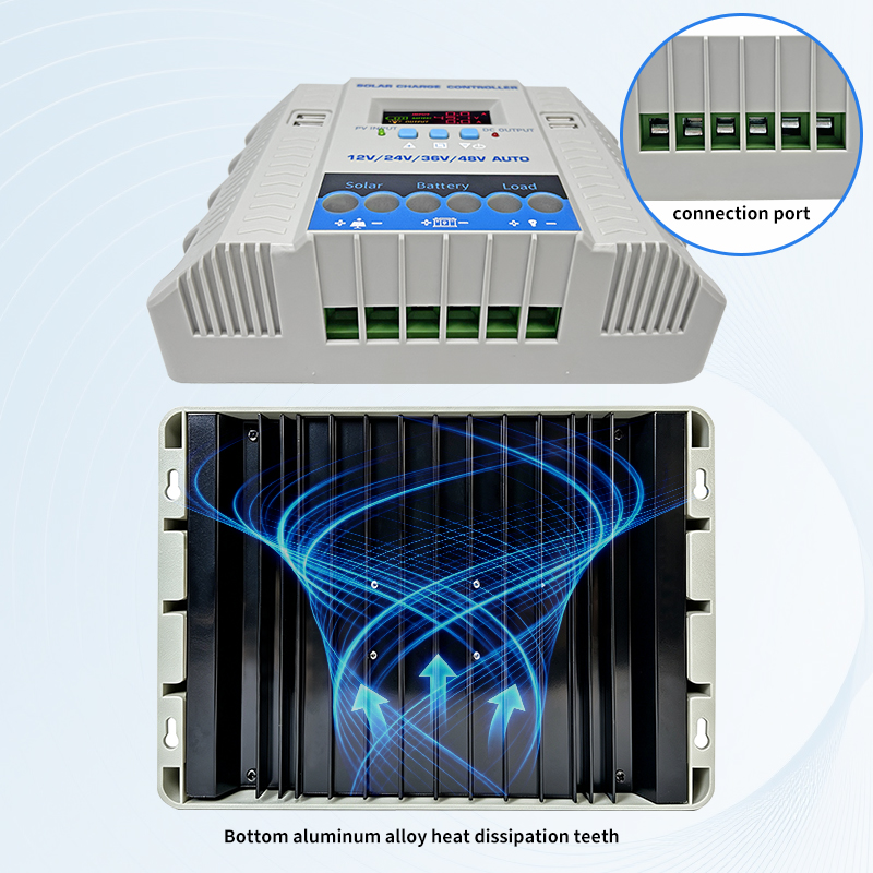 PWM Solar Charging Controller 12V 24V 36V 48V Auto 4 USB Ports Charging Current 100A 80A 60A 30A Solar Controller