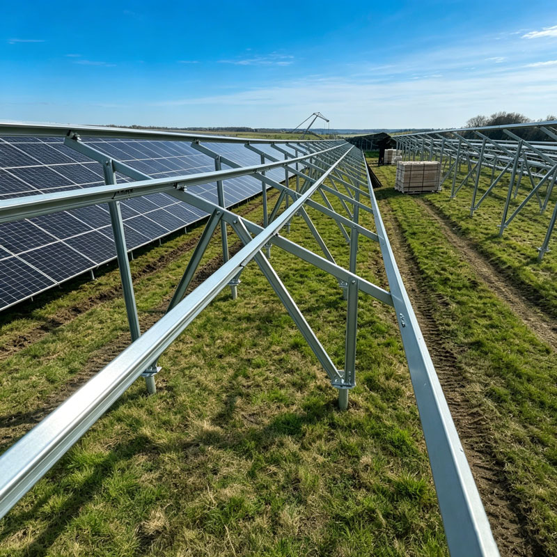 Solar Ground Racking Al-Mg-Zn Coated C Channel Steel Solar Panel Ground Mounting System Solar Panel Structure with Screw Pile