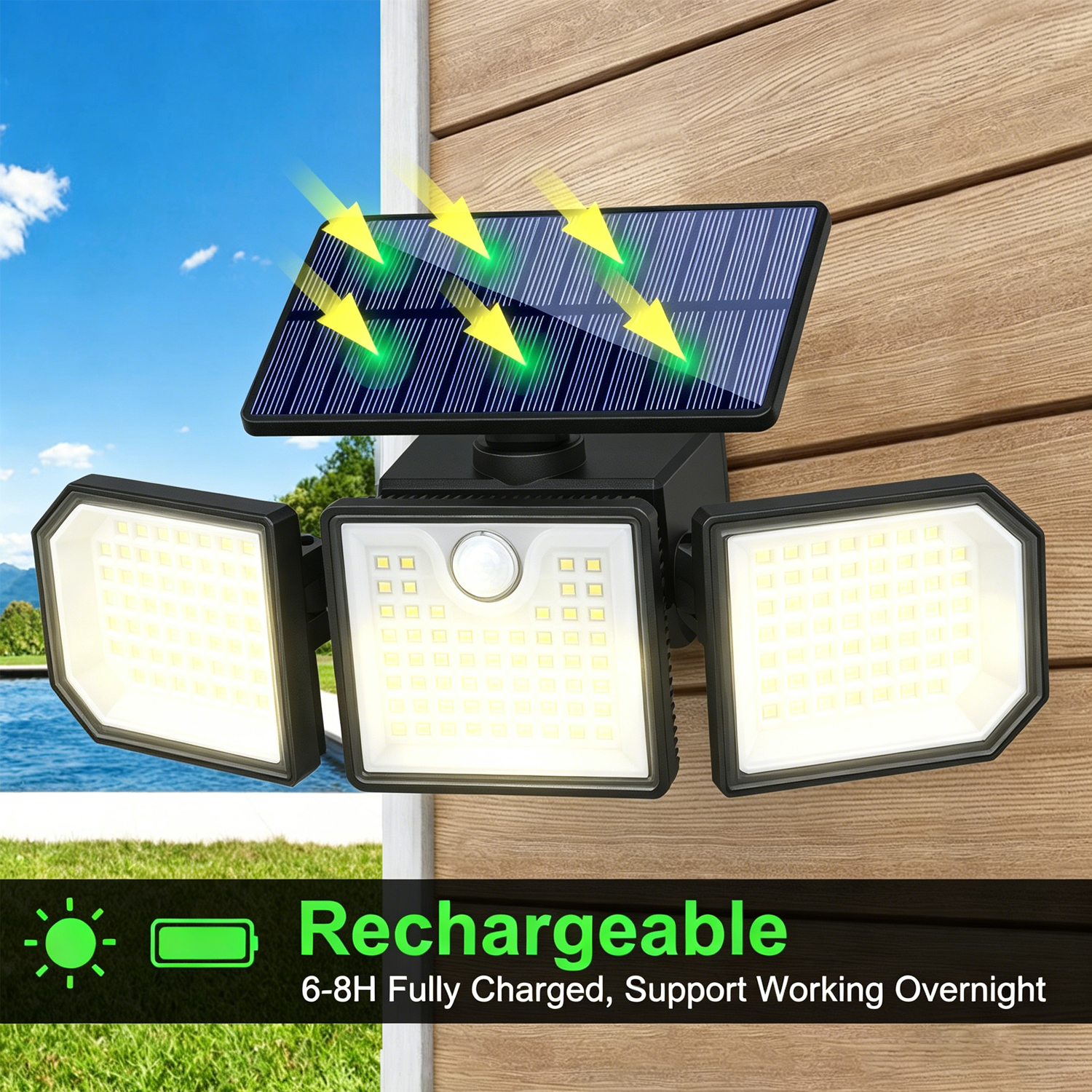 IP65 Waterproof New Generation 6000K Daylight LED Solar Outdoor Wall Light Long Strip Body Sensor for House Deck Fence Garden