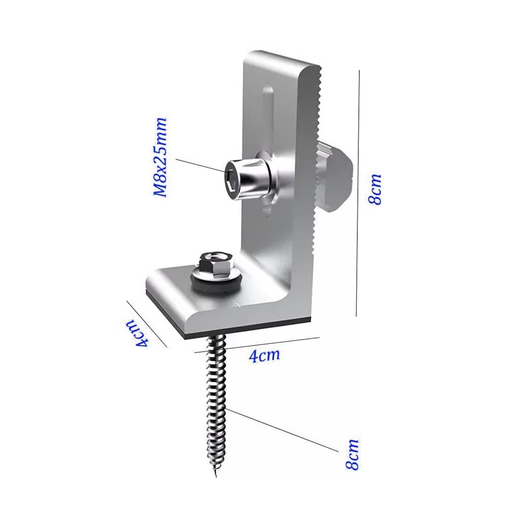Solar Railing L Foot Bracket Solar PV Panel Mounting System Aluminum Alloy Bracket for Metal Roof