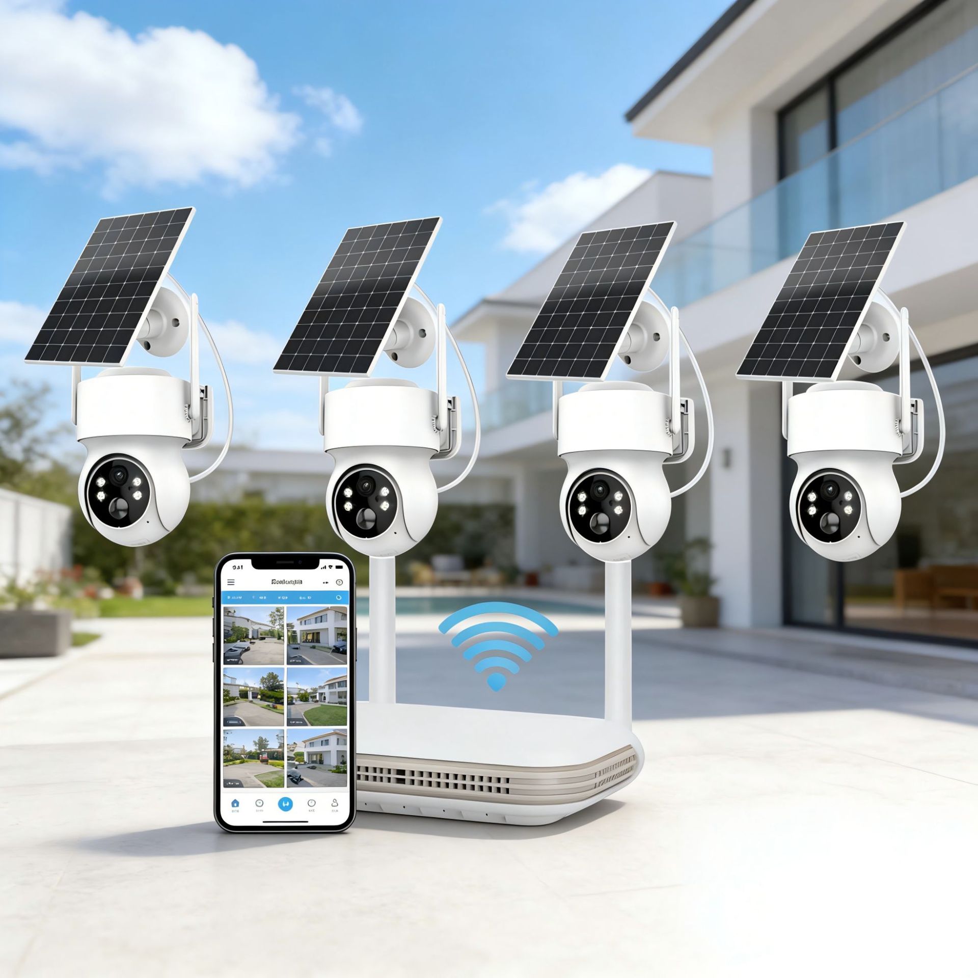CCTV Surveillance System Wireless Solar Powered WiFi Camera with Motion Detection and 2-Way Audio Portable Small Video Recorder