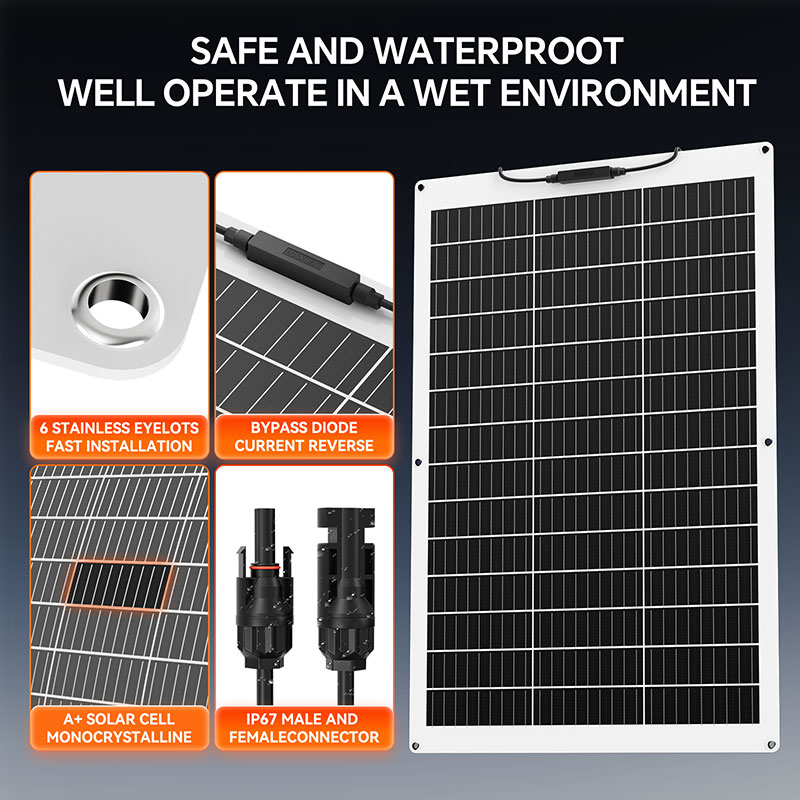 Flexible Waterproof Monocrystalline Solar Panel for Camping and Home Charging