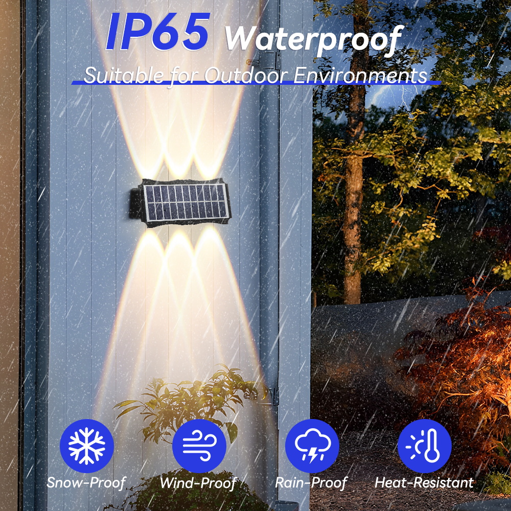 Canmeijia New Design Solar Wall Lights LED Outdoor Garden Ip65 Waterproof Villa Courtyard RGB Lights Decorative Wall Lamp