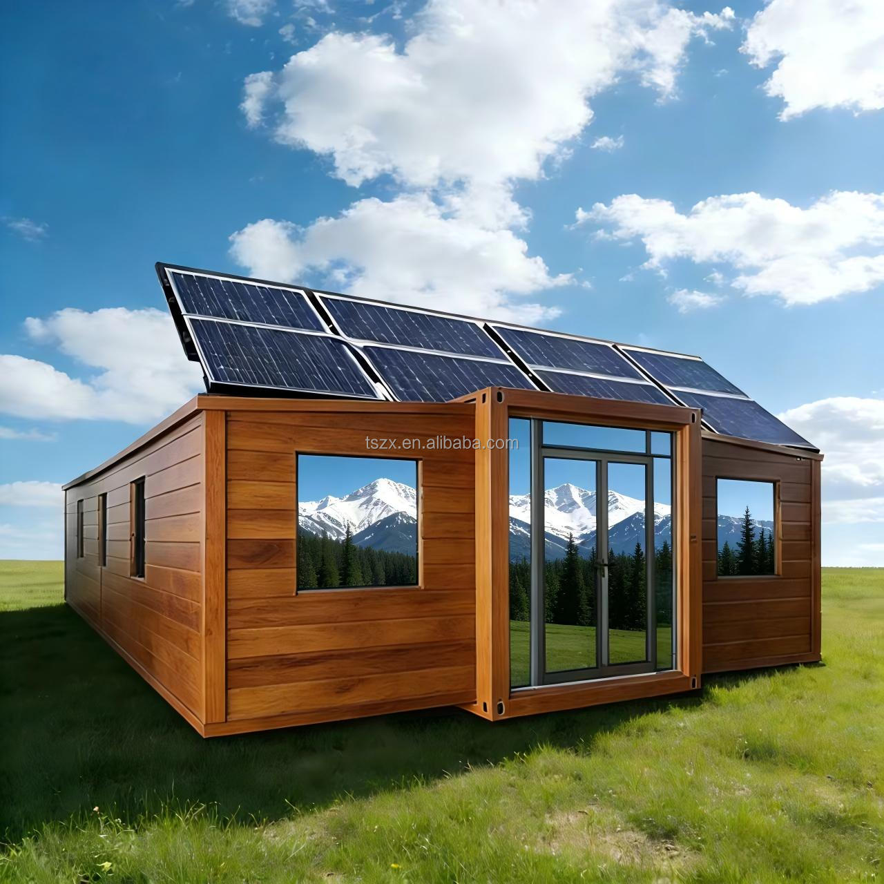 Luxury Folding Mobile House 2 3 Bedrooms Prefab Modular Tiny Home 20ft 40ft Prefabricated Expandable Container House With Solar