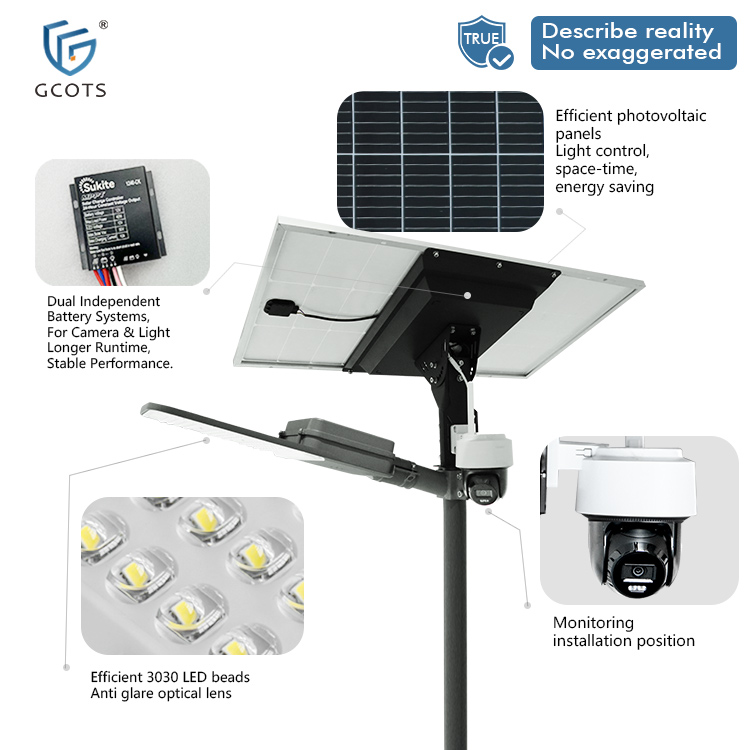 Solar Street Lights Outdoor Waterproof With Solar Camera 4G Sim Card Solar Light For Farms, Estates, Villas Outdoor Monitoring