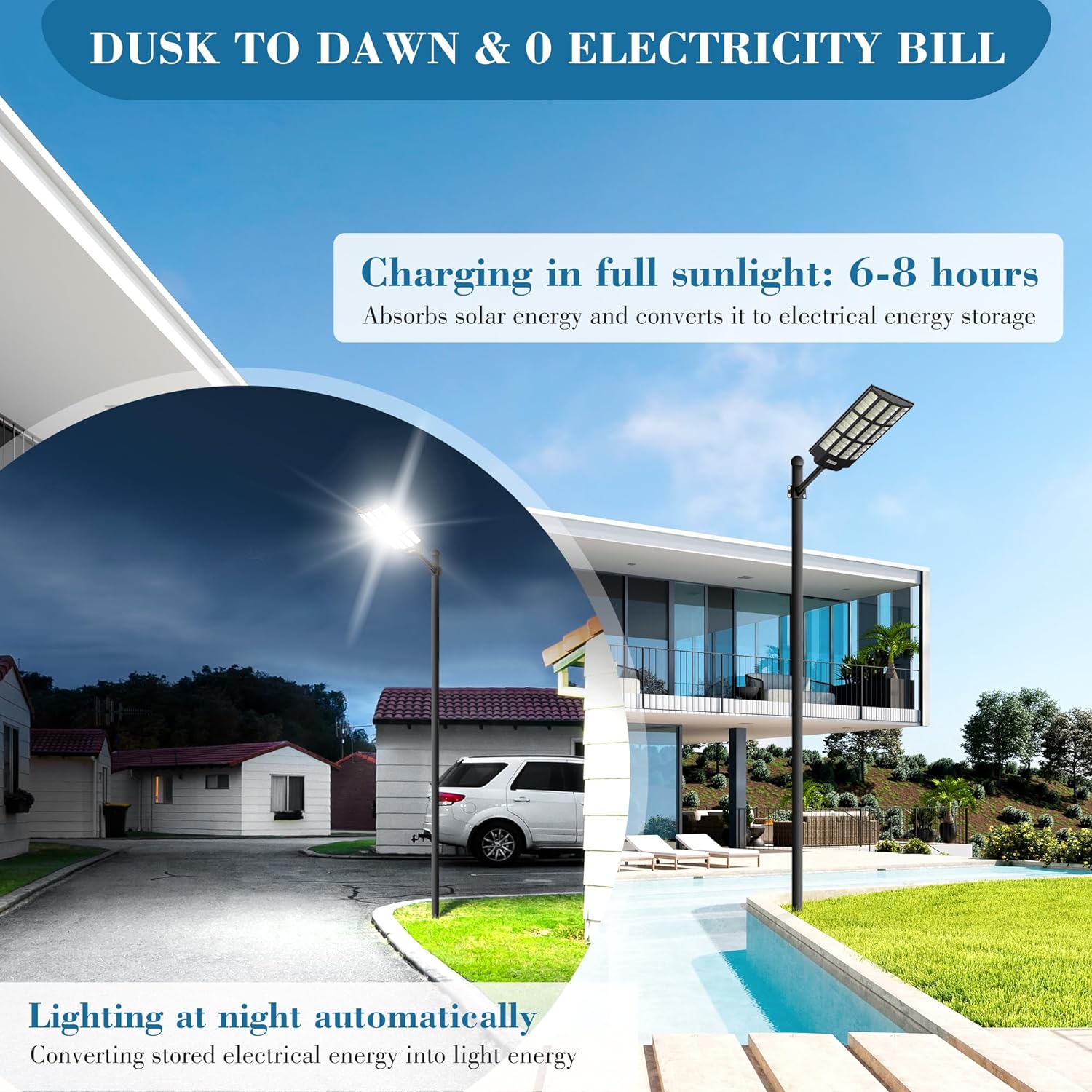All-in-one 6000k 8000w Outdoor Waterproof Solar Led Street Lights Motion Sensor Garden Parking Lot Ip65 Rating For Roads