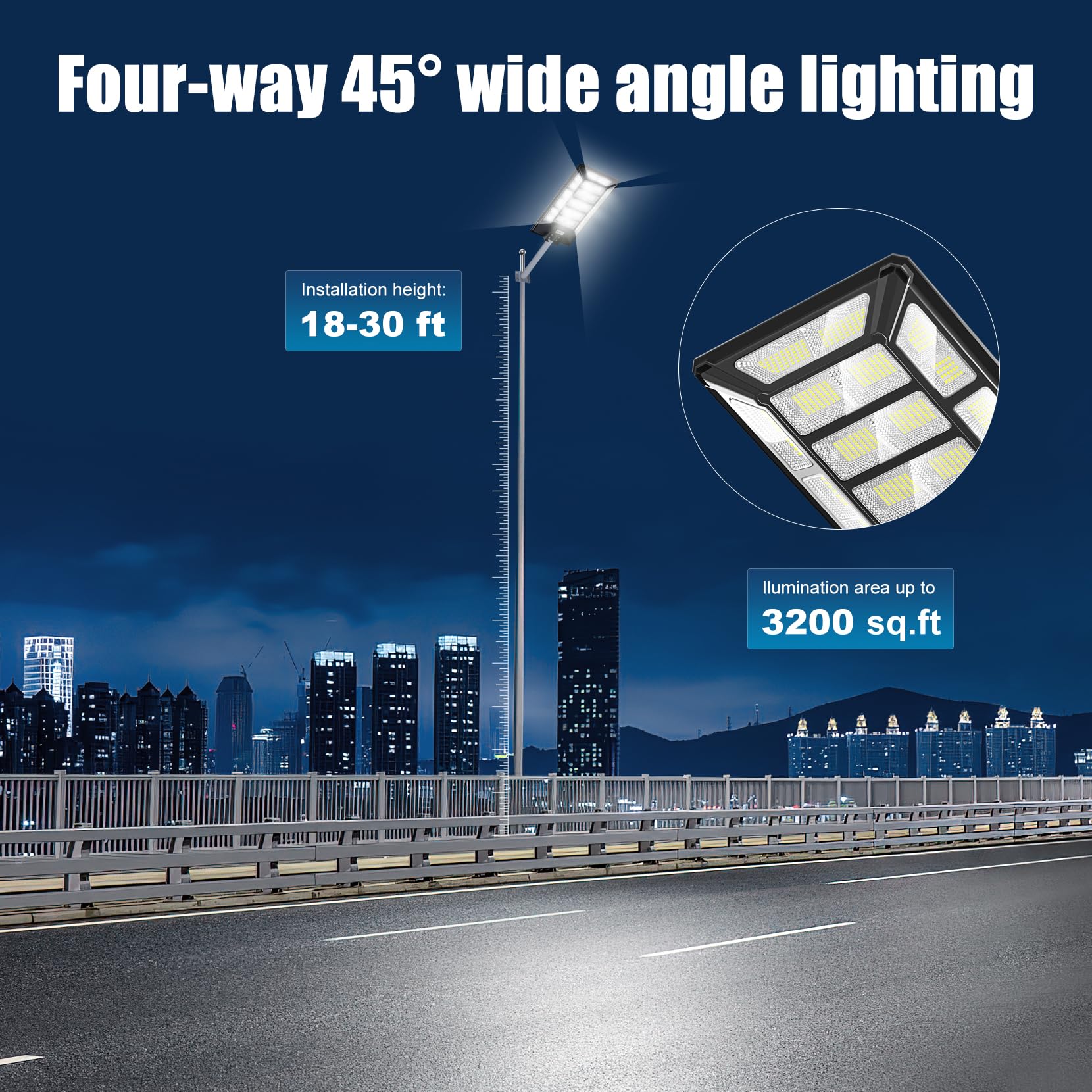 High Watt All in One Solar Street Lights Outdoor Solar Lamp IP66 Waterproof Solar Flood Light with Remote Control