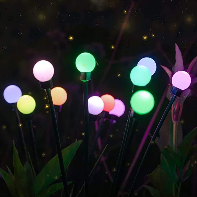 6/8/10/16 Recommend Led Solar Powered Wind-Powered Swaying Firefly Lamp Landscape Garden Outdoor Rgb Firework Solar Garden Light