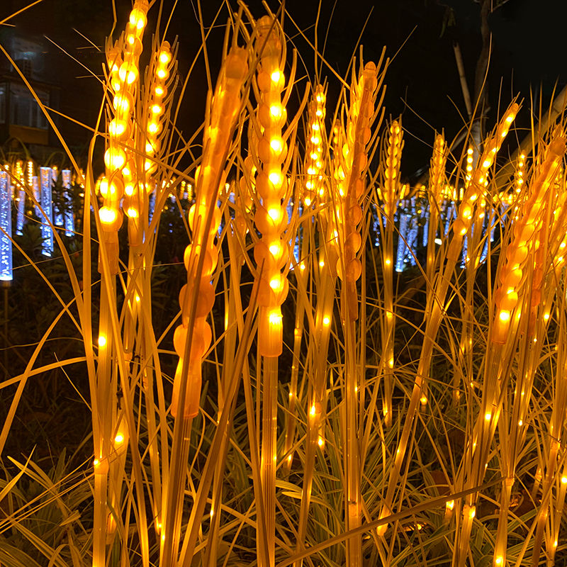 Outdoor Waterproof Solar Garden Wheat Light Courtyard Road Simulating Nature Luminous Reed Rice Lawn Ground Landscape Lights