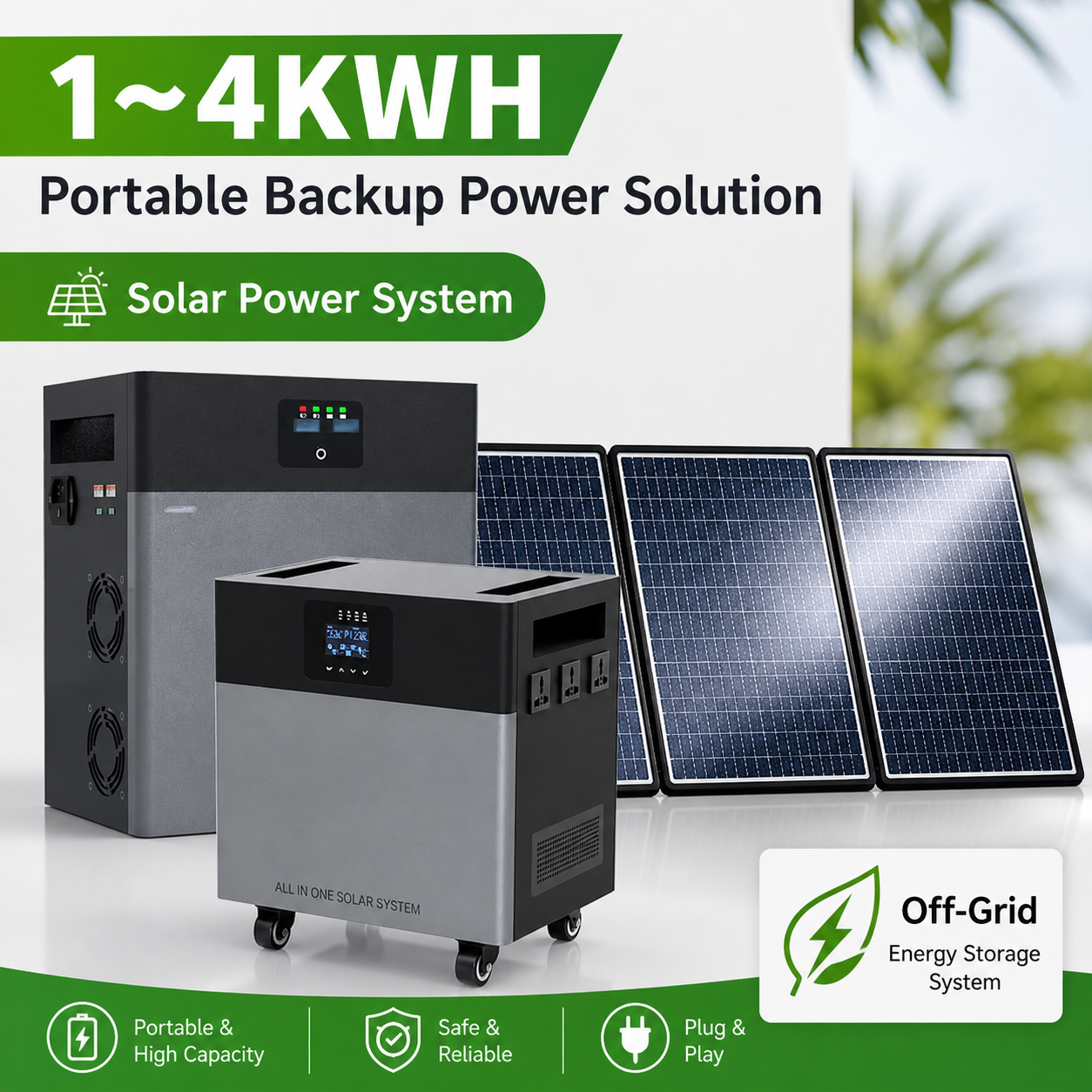 300W 500W 1200W 2500W All-in-One Solar Power System LiFePO4 Portable Power Station for Shop Home Night Market