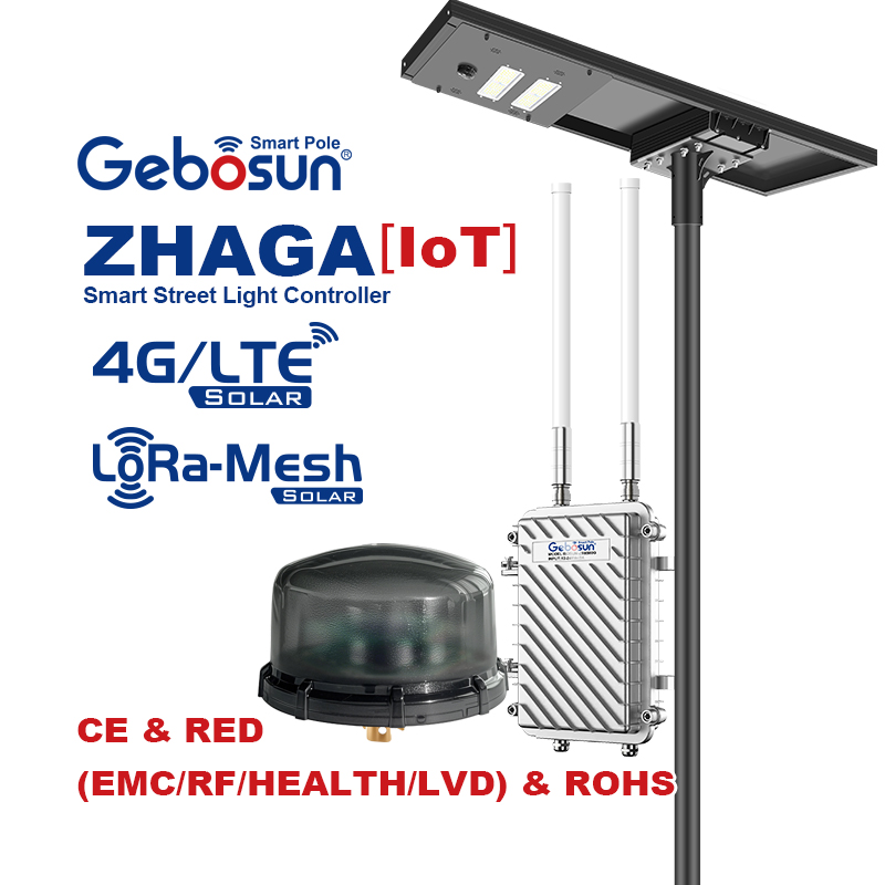 ZHAGA IOT Lora-Mesh Solution Smart Street Light IP65 SSLS Platform Wireless Control Solar Smart Street Lighting System