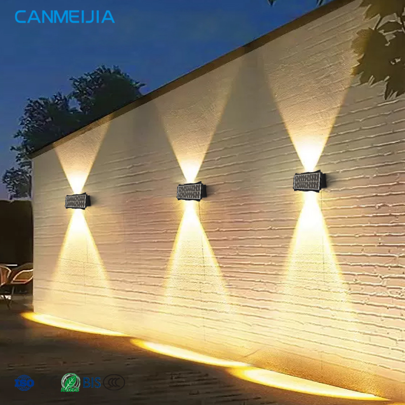 Canmeijia New Design Solar Wall Lights LED Outdoor Garden Ip65 Waterproof Villa Courtyard RGB Lights Decorative Wall Lamp