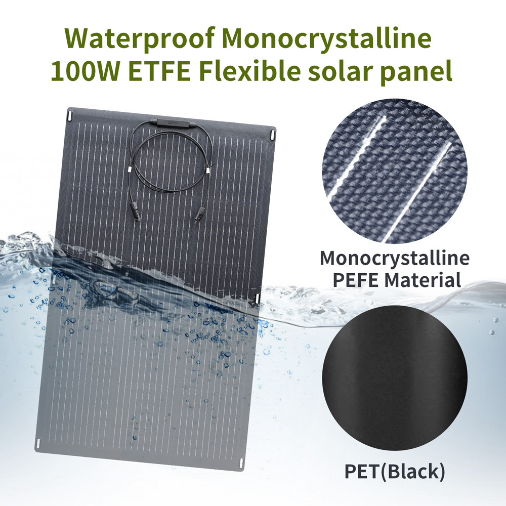 ALLPOWERS 100w Flexible Solar Panel Semi Flexible Solar Panel ETFE Panel With MC4 Interface For Solar Power Station