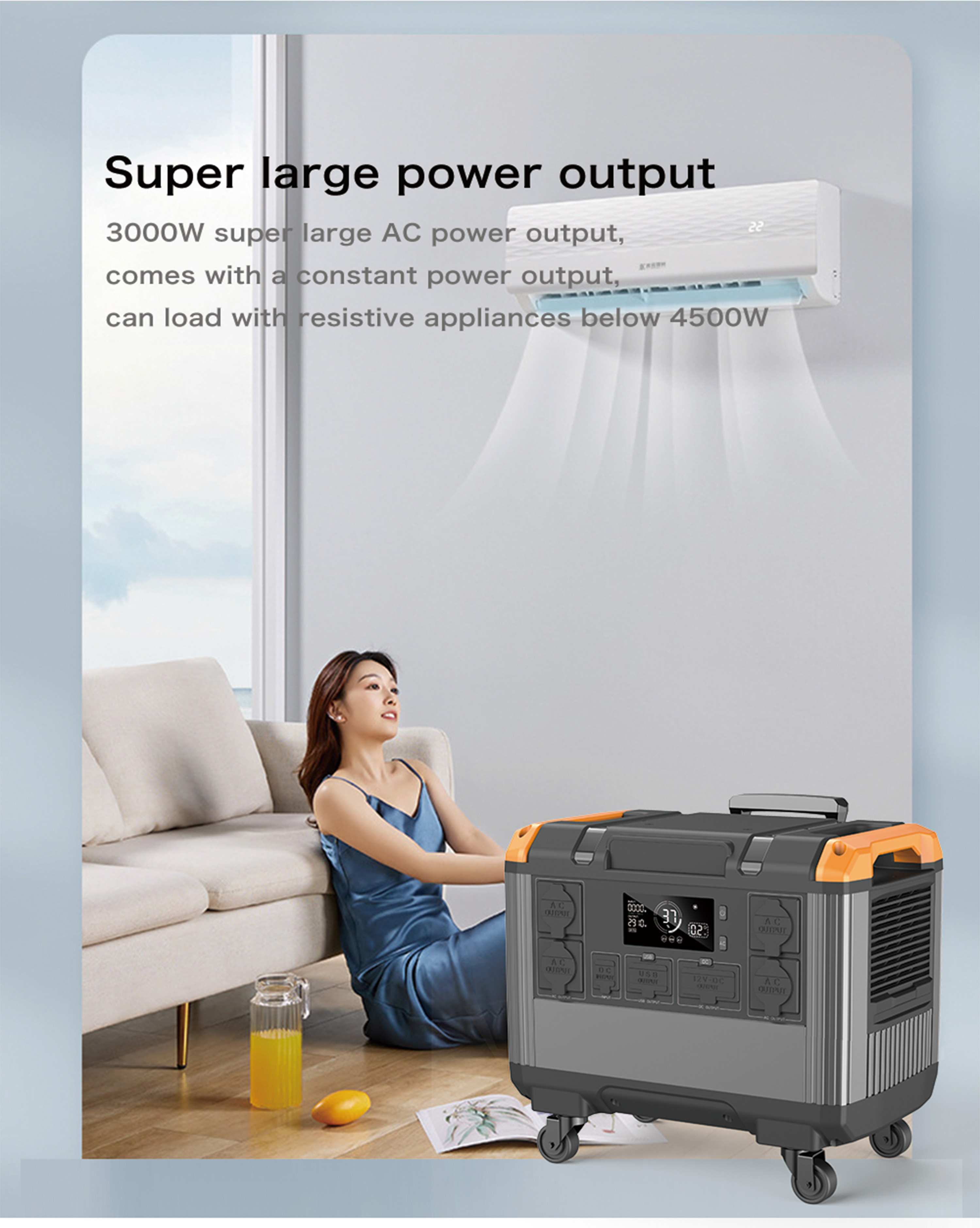 Home Emergency Lifepo4 Lithium Ion Battery 1000w 2000w 3000w Solar Mobile Power Station Portable