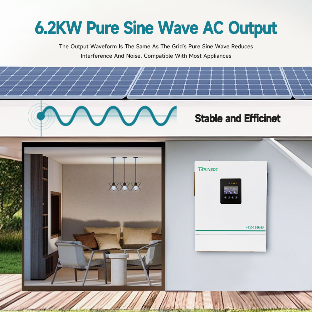 6.2Kw10KW48V High Frequency Hybrid Solar Inverter Smart Dual Output Hybrid Solar Inverter With Mppt Support Wifi Solar Inverter