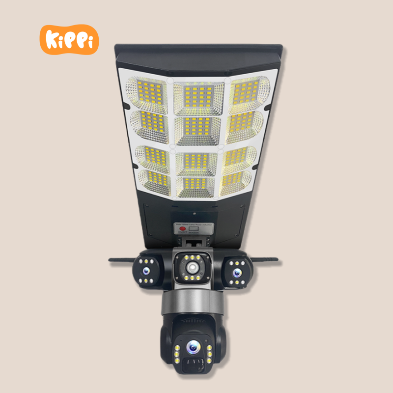 6MP WiFi 3 Lens Solar Powered Wireless Surveil PTZ Camera V380 Pro WiFi Outdoor CCTV Security Solar Street Light Camera