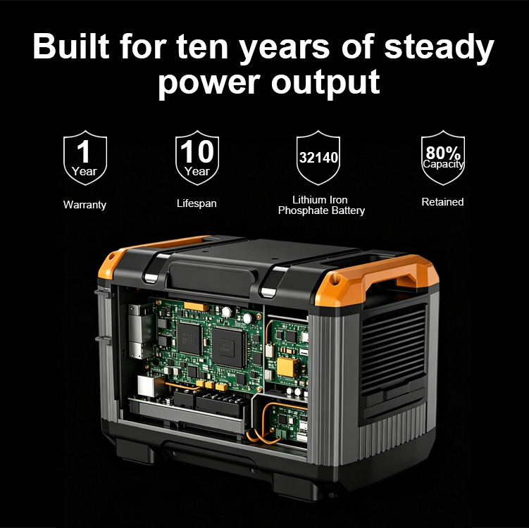 Solar-Powered 2400W Pure Sine Wave LiFePO4 Portable Station Portable Solar Generator ESS Car External Battery Flashlight