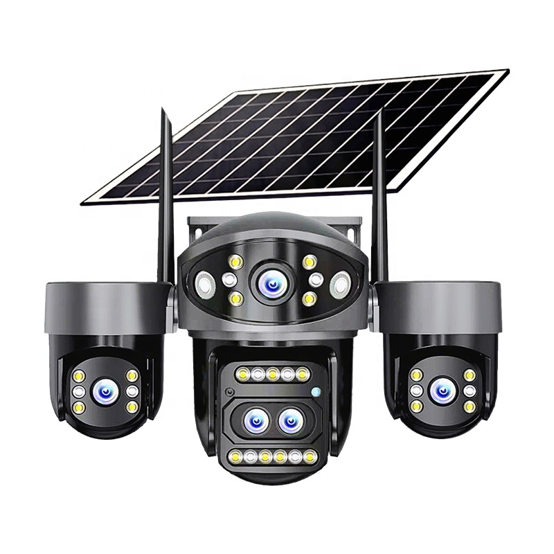 4 Screens With 4/5 Lens Solar 8MP 4K 4G AOV Security Camera 10W Solar Panel 12000mAh Battery CCTV Camera For Home Safety