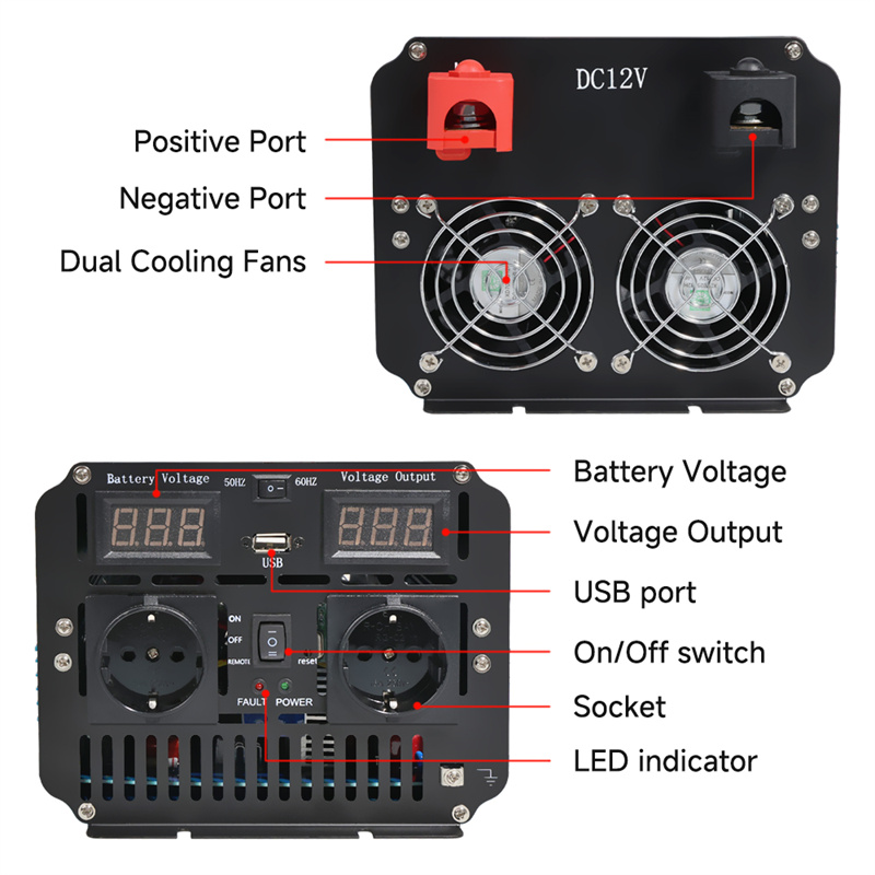 LVYUAN Off Grid Solar Pure Sine Wave Inverter 3000W 6000W DC 12V 24V to AC 220V for Solar Power System and Home Backup