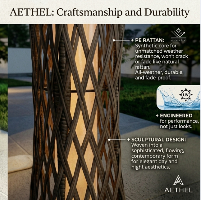 Custom Handmade Rattan Solar Lamp Hotel Resort Outdoor Decoration Wicker Light Rattan Solar Light Outdoor Yard Anti-rust Lamp