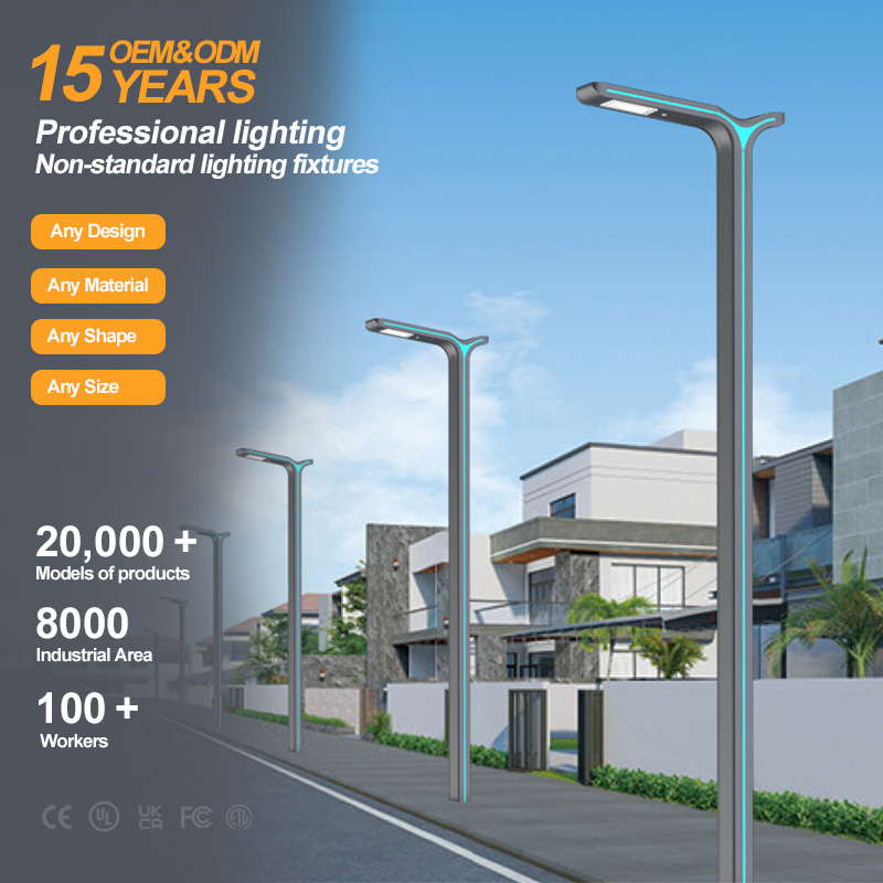 High Lumen Outdoor Unique Aluminum Diecast Streetlight LED Source IP65 Pole Post Garden Light For Street Parking Lot