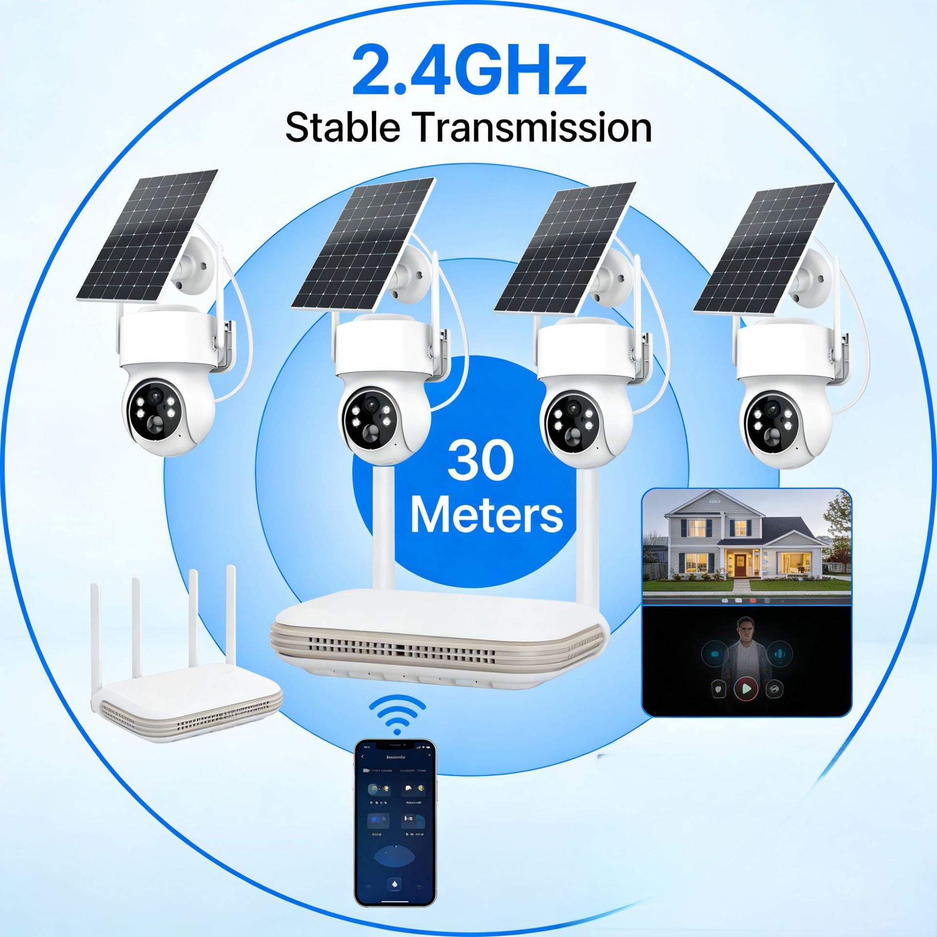 CCTV Surveillance System Wireless Solar Powered WiFi Camera with Motion Detection and 2-Way Audio Portable Small Video Recorder