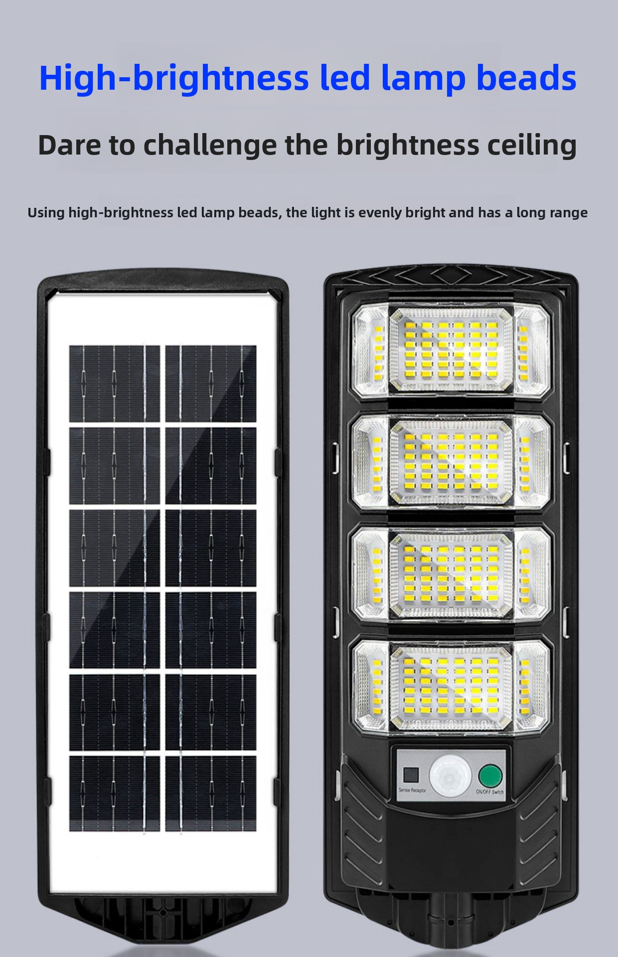 New High Outdoor Street Lamp Garden Lamp Three Wide Angle Super Bright High Power Integrated Solar Lighting Street Lamp
