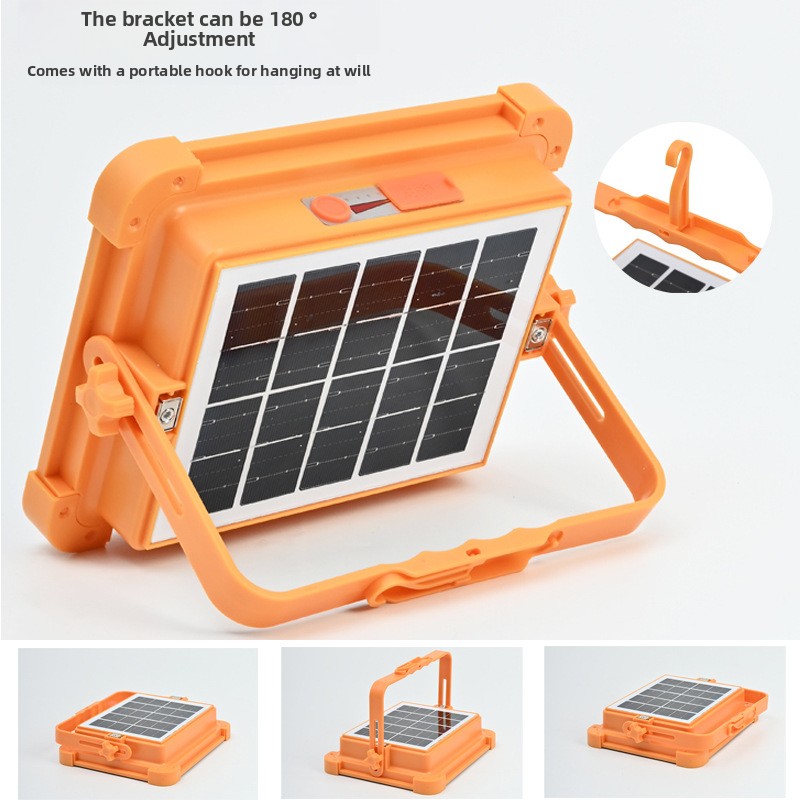 High-Power Ultra-Bright Portable Solar Floodlight for Outdoor Camping ABS Emergency LED Lighting IP66 Rating for Landscape