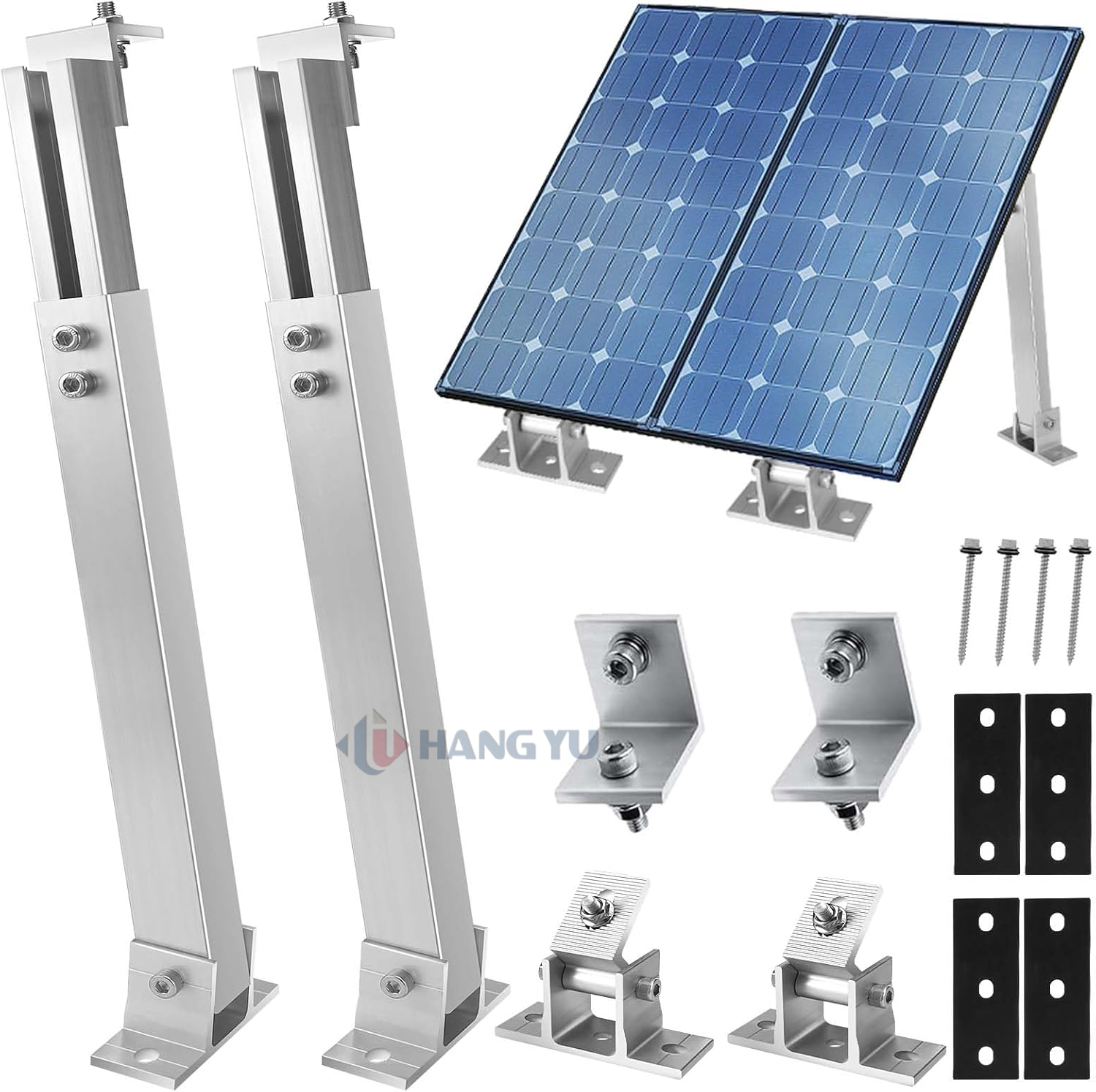 Custom 300w-600w Solar Panel Adjustable PV Mounting Bracket Kit Aluminium Front Leg &amp; Rear Leg Tilt Design For Solar PV Mounting
