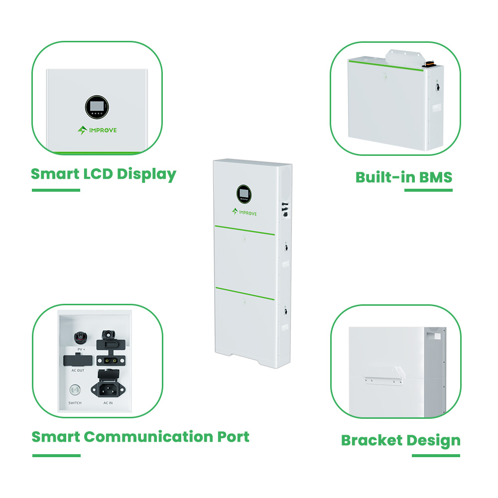 10kwh Lifepo4 Home Battery 15kwh 20kwh OEMODM Vertical Stackable Lithium Battery Pack With 5kw Inverter 48V For Solar System
