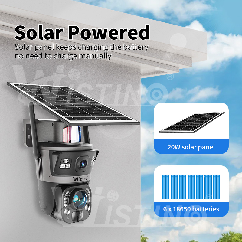Wistino 20W 4G Solar Panel Camera 4K 36X Zoom Night Vision Detection Wireless Home Security Real Time Ubox Solar CCTV Camera