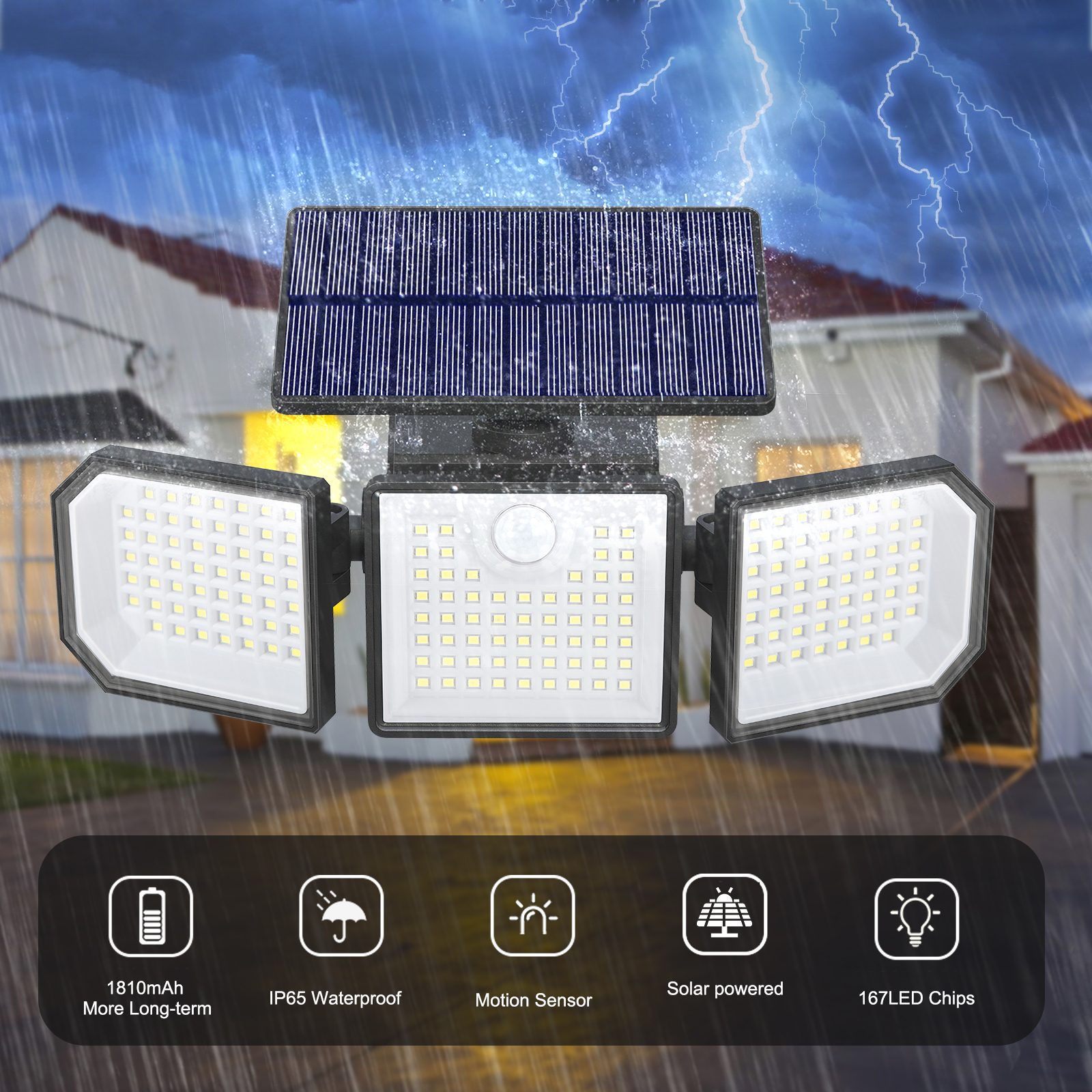 IP65 Waterproof New Generation 6000K Daylight LED Solar Outdoor Wall Light Long Strip Body Sensor for House Deck Fence Garden