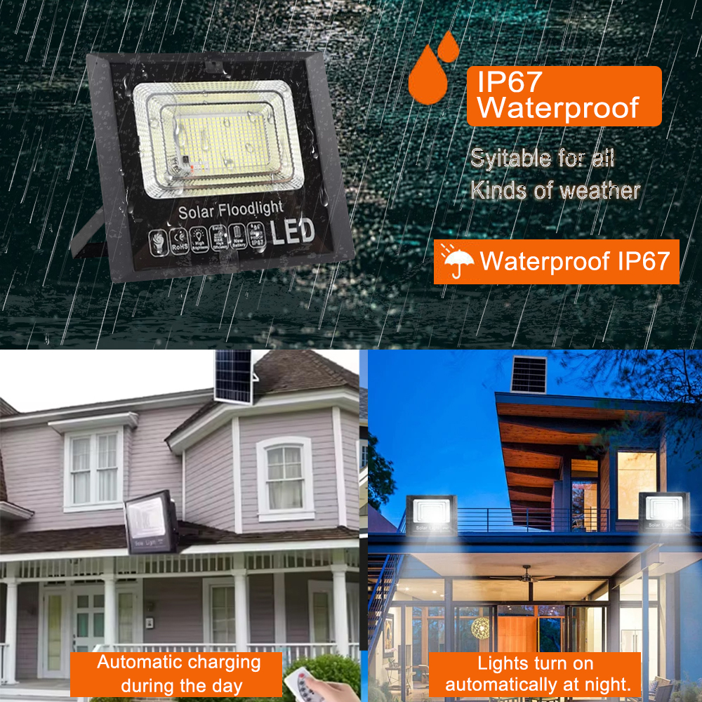 CE ROHS Led Solar Flood Light 300W Floodlight Outdoor Waterproof Daylight Remote Control ABS Plastic Lampadaire Solaire for Road