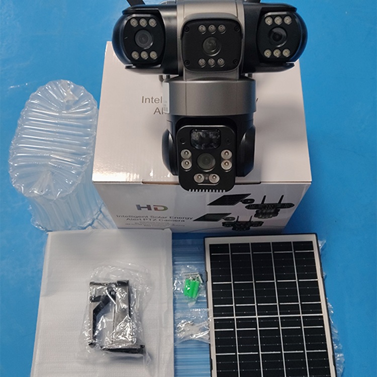 4G Wireless Solar Powered PTZ Surveillance Camera with Wide Angle Cloud Storage 4G Card Solar CCTV for Outdoor Security