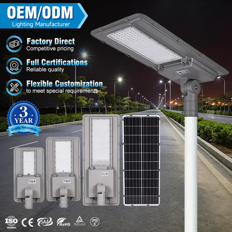 High Performance Ip65 Waterproof Outdoor Road Lamp 100W 200W 300W Aluminum Solar Led Street Light