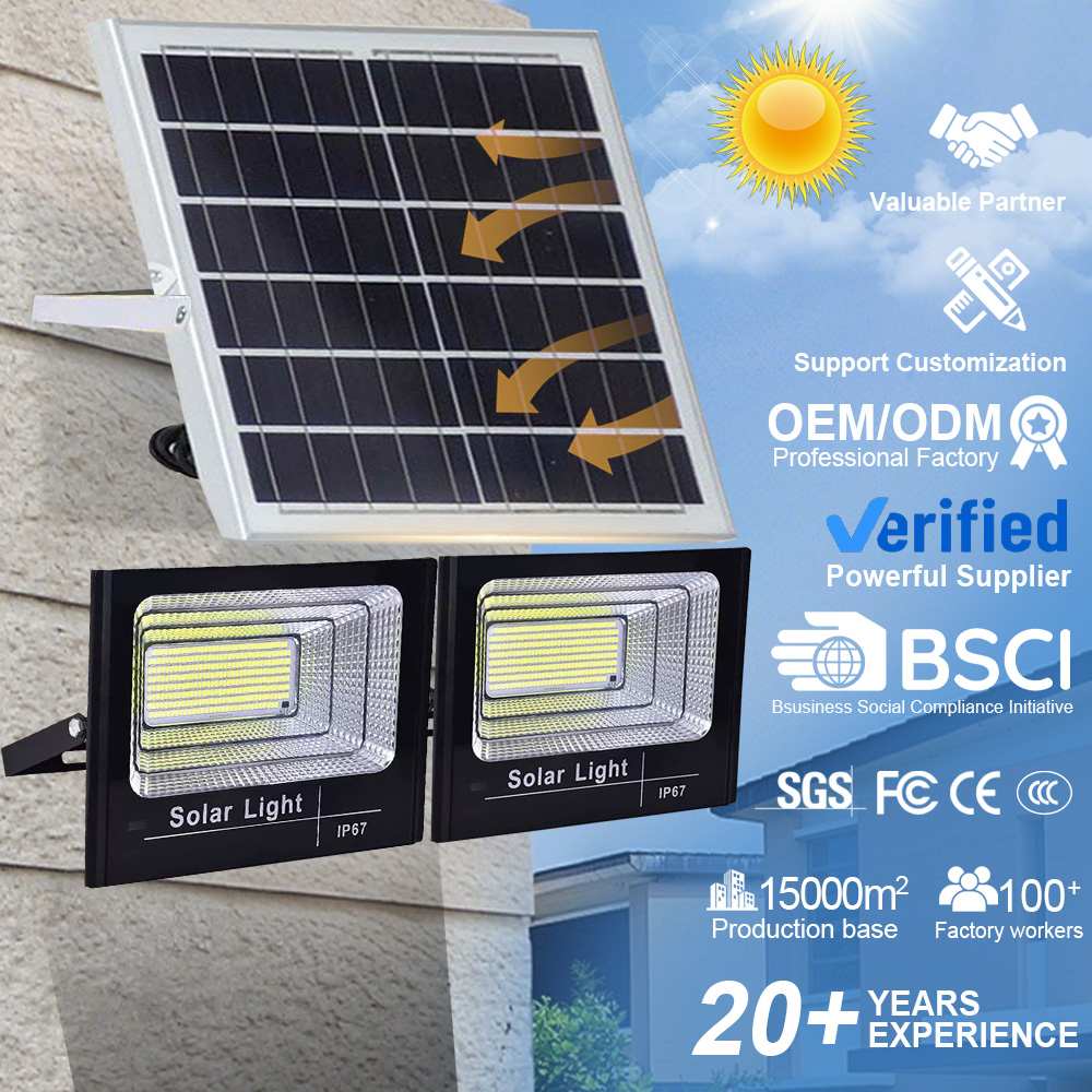 One to Two Solar Floodlights 100W 200W Outdoor Waterproof Rural Home Courtyard Solar Rechargeable LED Lighting Solar Floodlights