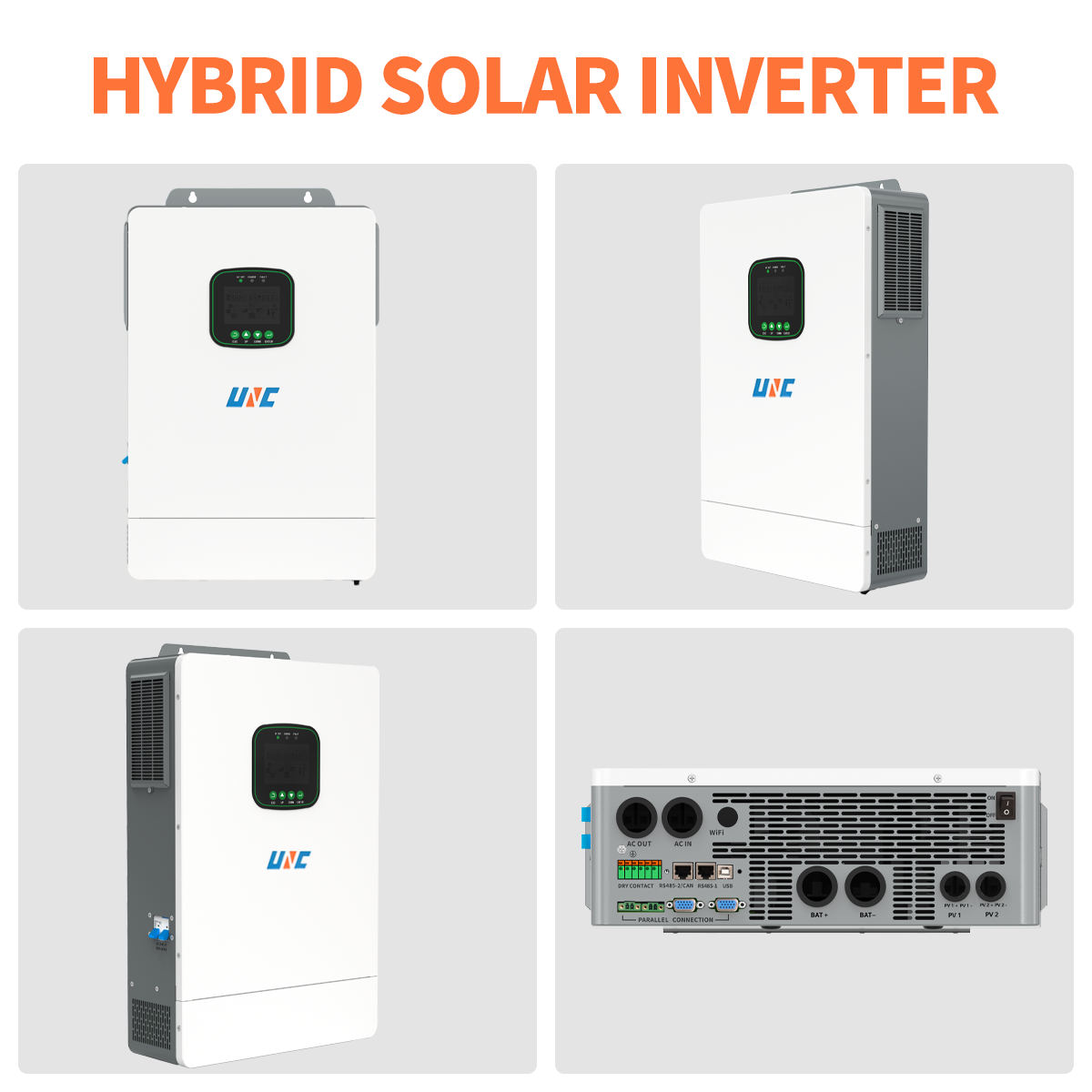 UNC Anti-reflux CT 220v On/Off Grid 12000w Solar String 10.2kw Hybrid Parallel Single String Phase Inverter 48v 51.2v WIFI LCD