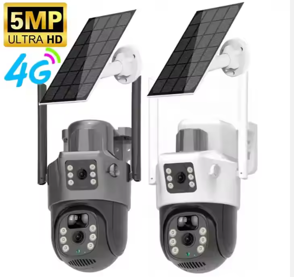 New Design 360 Degree Solar Powered Cctv Camera 10X Zoom Hd Intelligent Solar Energy Alert Ptz Camera Dual Lens 4g Solar Camera