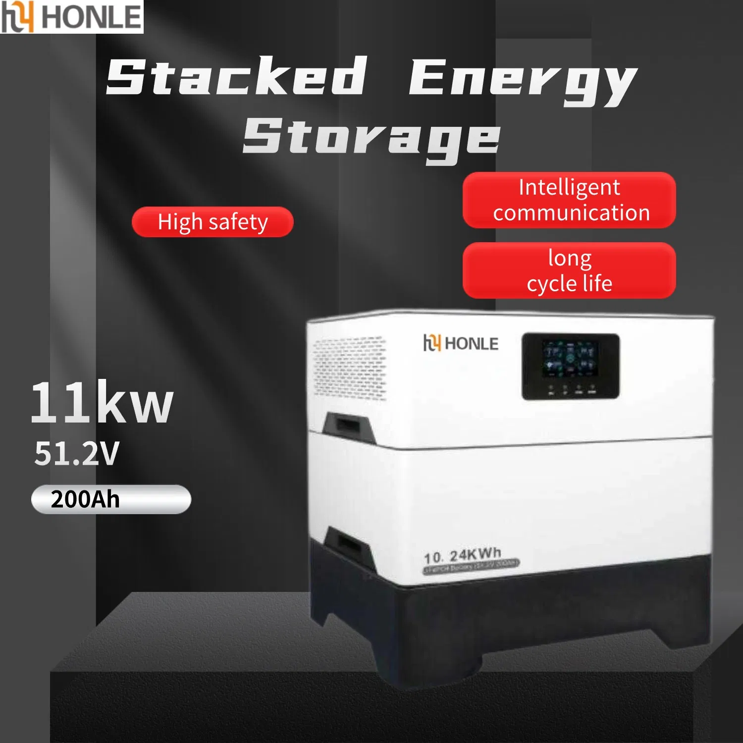 Honle 51.2V 200ah 11kw Lithium LiFePO4 Battery Stacked Energy Storage for Home Solar Energy Storage System for Home Use Portable Power Station