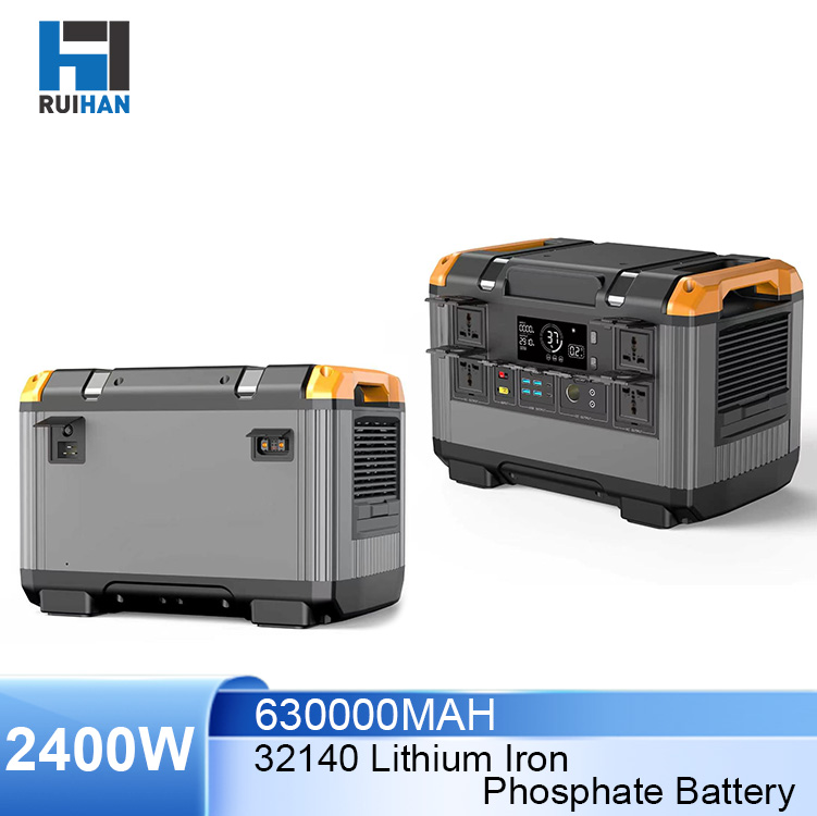 Solar-Powered 2400W Pure Sine Wave LiFePO4 Portable Station Portable Solar Generator ESS Car External Battery Flashlight