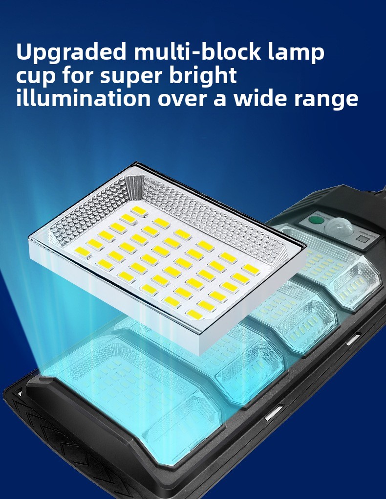 New High Outdoor Street Lamp Garden Lamp Three Wide Angle Super Bright High Power Integrated Solar Lighting Street Lamp